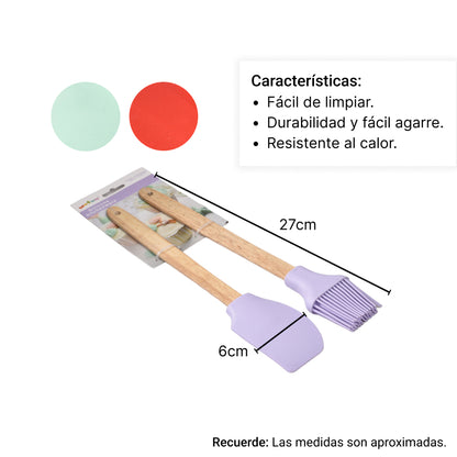 KIT UTENSILIOS COCINA SILICONA BROCHA Y PALA