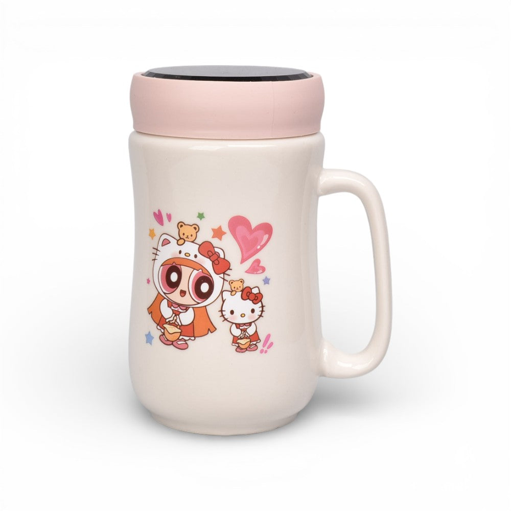 mug pocillo con tapa ceramica personaje 480ml dim:7x7x14