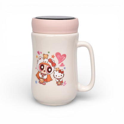 MUG POCILLO CON TAPA CERAMICA PERSONAJE 480ML DIM:7X7X14