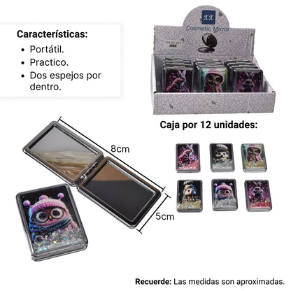 ESPEJO PLASTICO CUADRADO CARTERA DIM:6CM