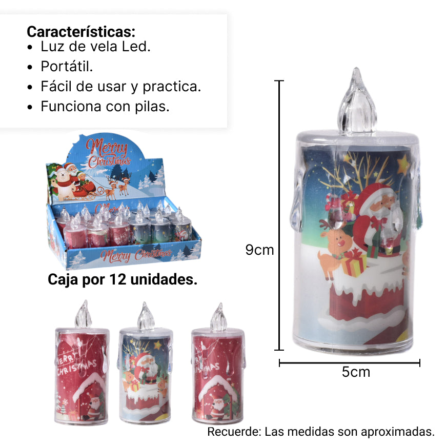 vela decorativa navidad plastica de pila