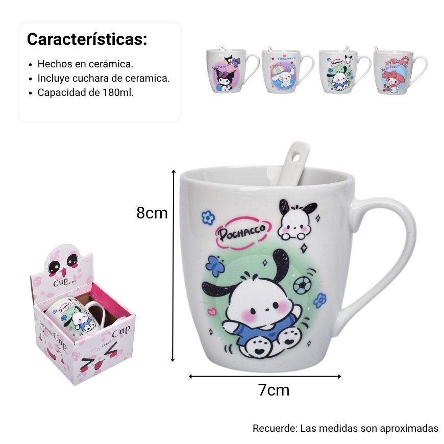 set pocillo con cuchara ceramica 180ml personaje
