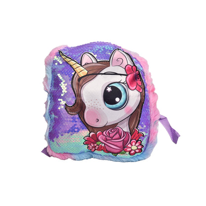 MORRAL UNICORNIO LENTEJUELAS PELUCHE INFANTIL