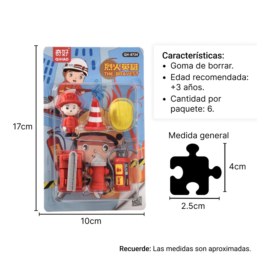 set borrador con forma bombero