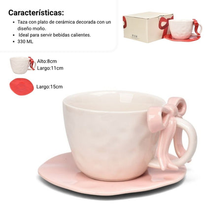 POCILLO SET CON PLATO 330ML CERAMICA