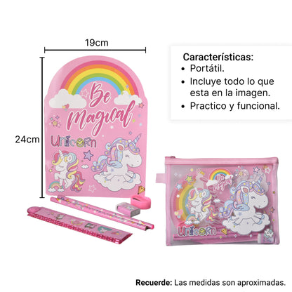 SET KIT 6PCS ESCOLAR NIÑA ACCESORIOS DIM:24X18CM