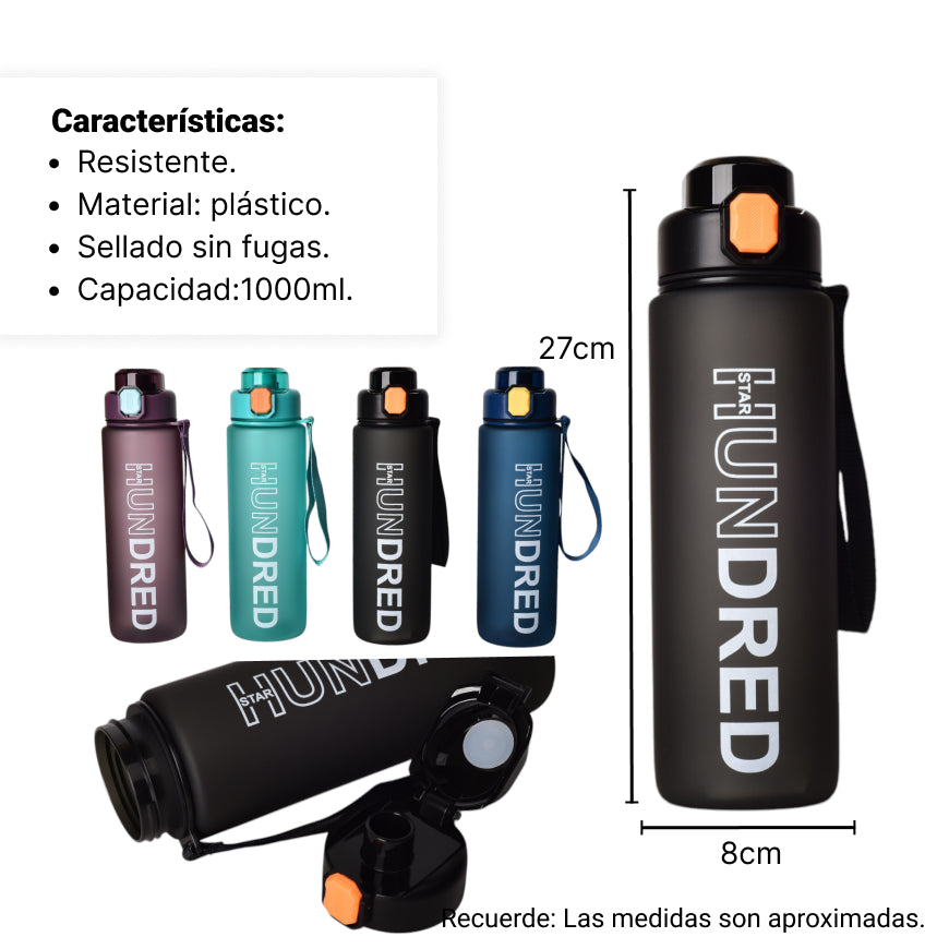 botella de agua plastico 1000ml dim:27*8*8