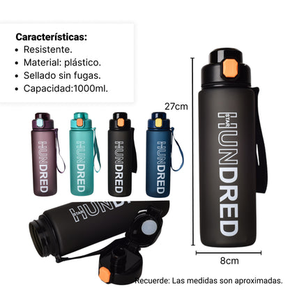 BOTELLA DE AGUA PLASTICO 1000ML DIM:27*8*8