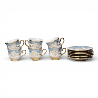 SET 6PCS POCILLO CERMICA CON PLATO  90ML DIM:6X6X5