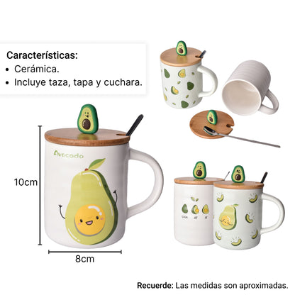 POCILLO CERAMICA CON CUCHARA DIM:8*10CM