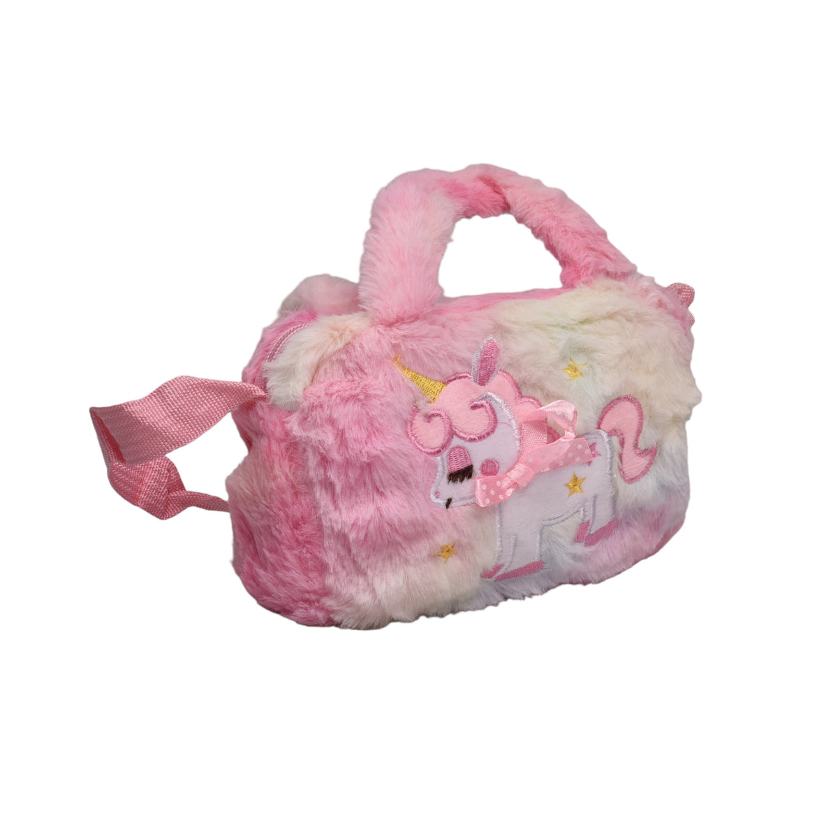 bolso cartera de niña en peluche unicornio dim:17x12x4