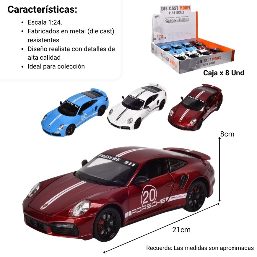 carro coleccion deportivo metalico escala 1/24