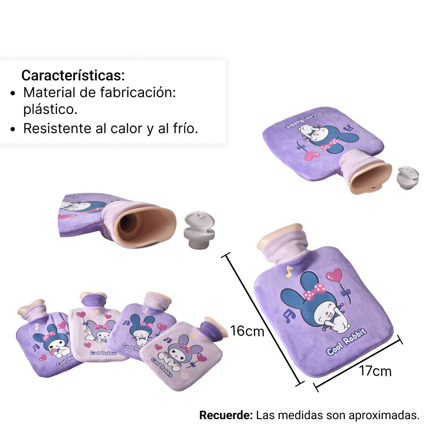 bolsa termica para agua caliente morado o lila dim:16x26