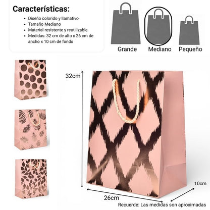 BOLSA REGALO VARIOS COLORES DE PAPEL DIM:26X32X10