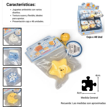 SQUISHY ANTI ESTRÉS CLIMA ELASTICO CAUCHO  DIM: 4X3X1