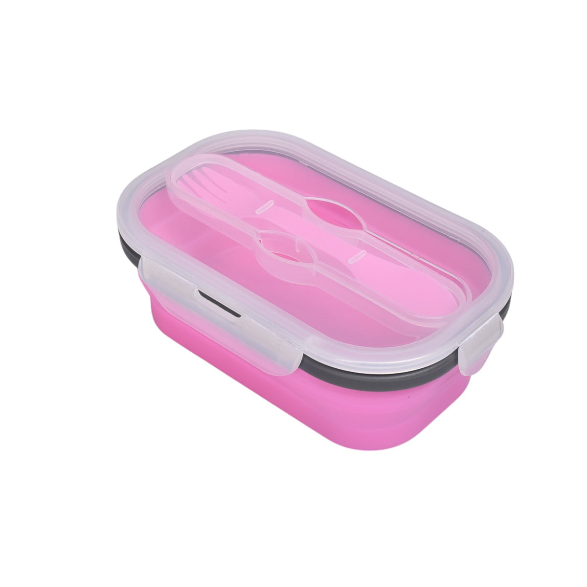 portacomida plegable plastico silicona con cubierto dim:19x12x7