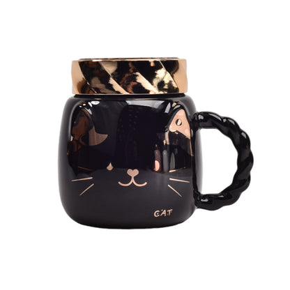 MUG POCILLO DE GATO CON TAPA CERAMICA