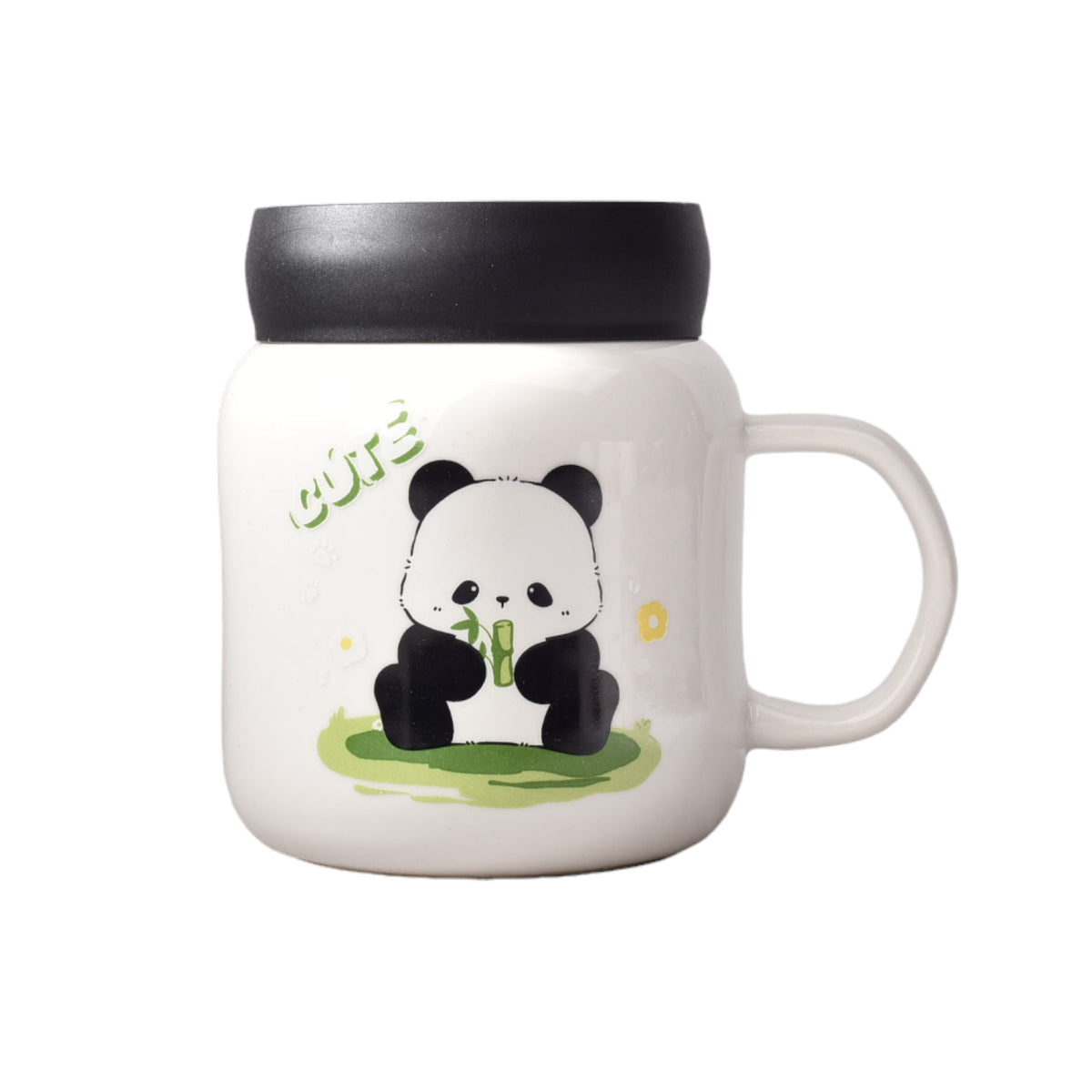mug pocillo ceramica de oso panda grande tapa plastica