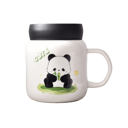 MUG POCILLO CERAMICA DE OSO PANDA GRANDE TAPA PLASTICA