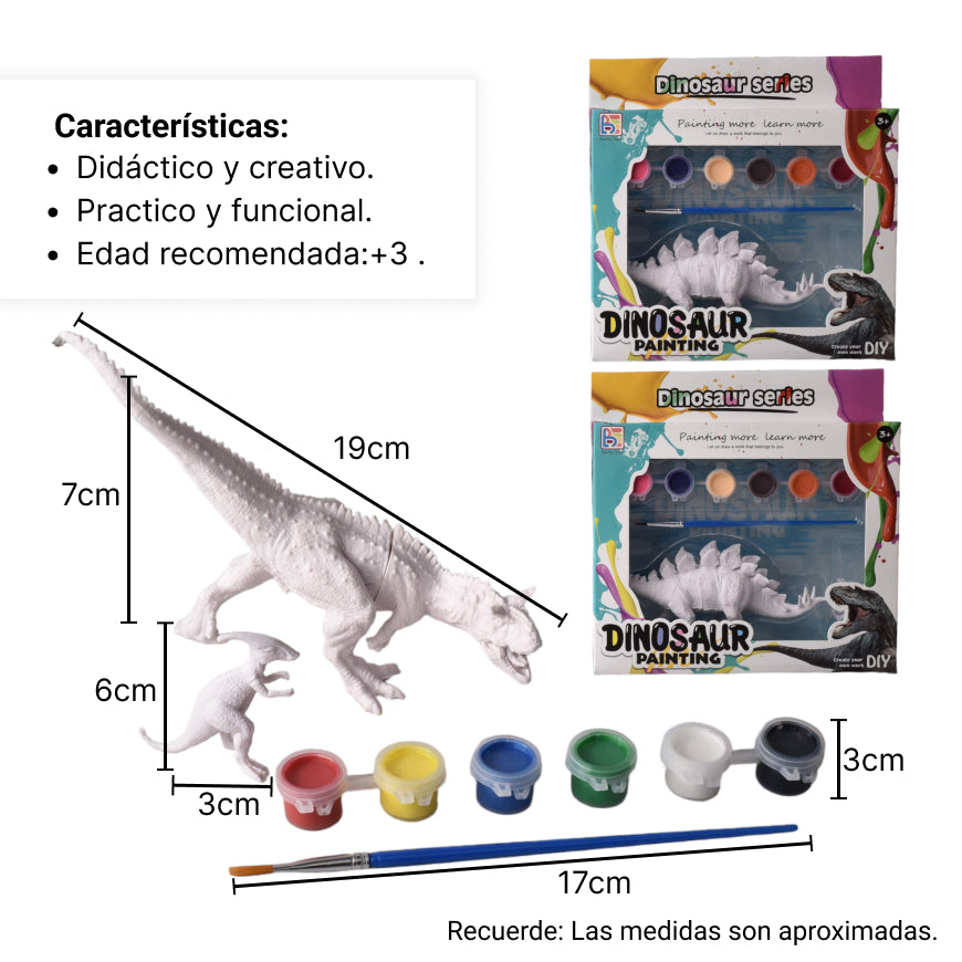 set kit de pintar dinosaurio con temperas