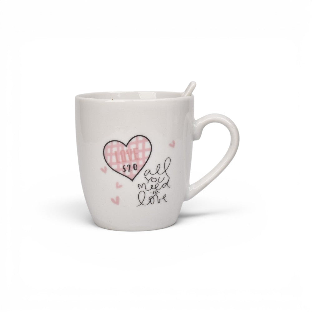 mug pocillo ceramica con cuchara diseñor corazon 200ml