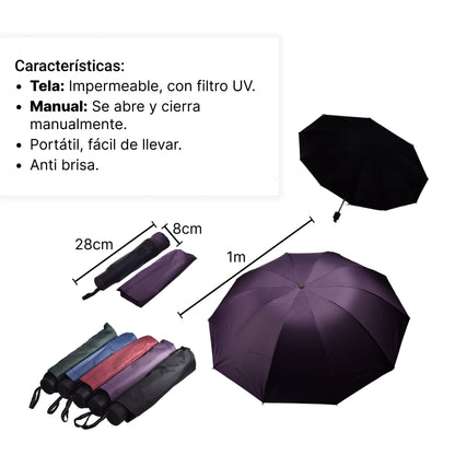 SOMBRILLA MANUAL VARILLA EN FIBRA CON FILTRO UV