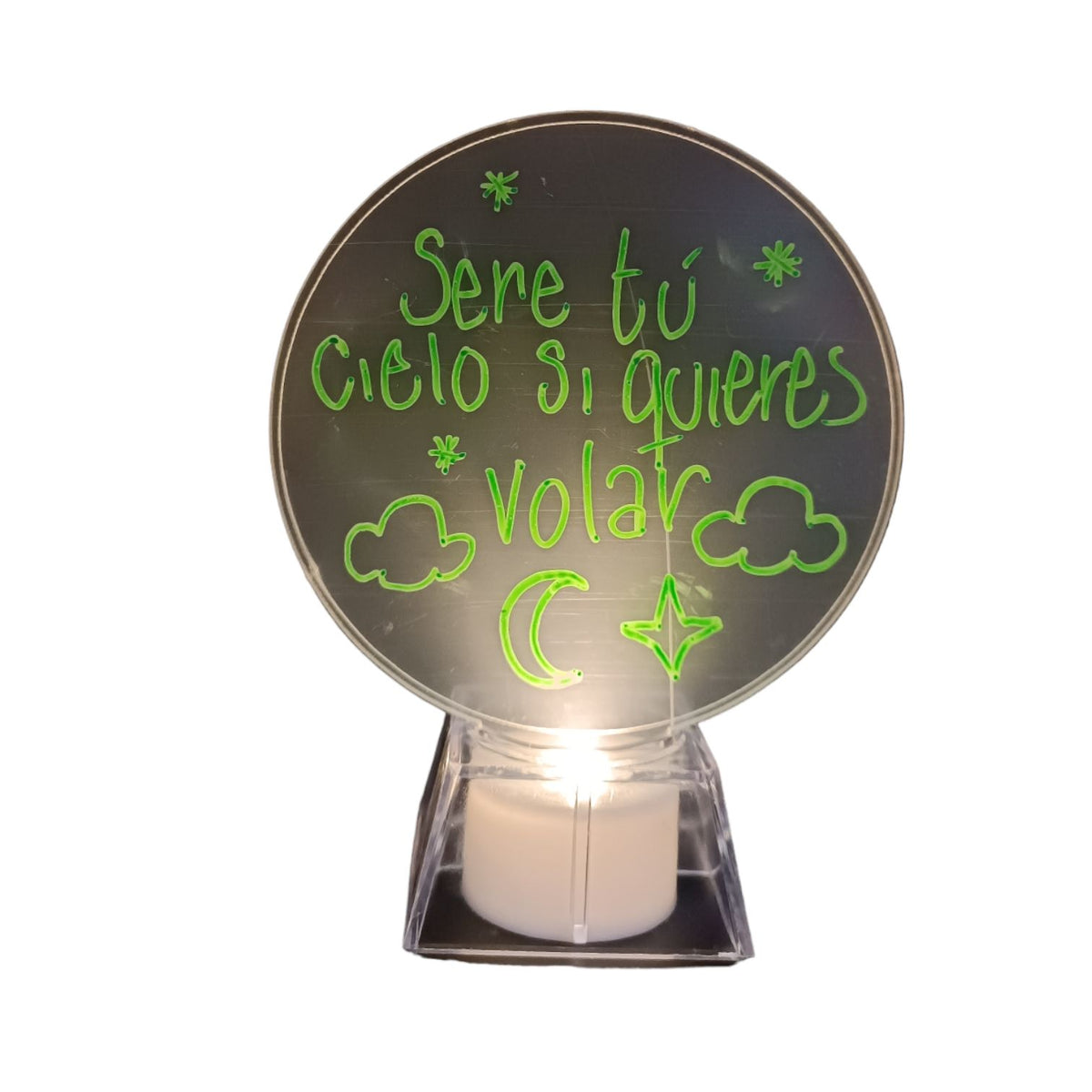 lámpara escritura decorativa