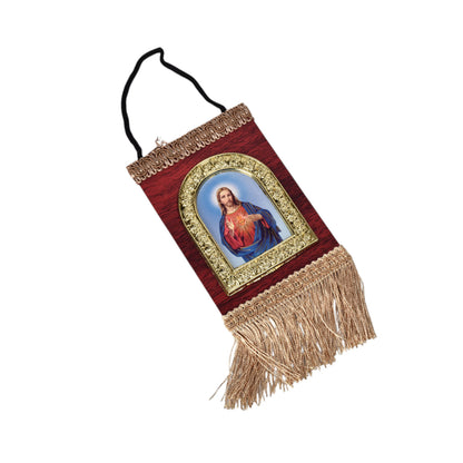 ADORNO DORADO CON IMAGEN CATOLICA PLASTICA DIM:20X10