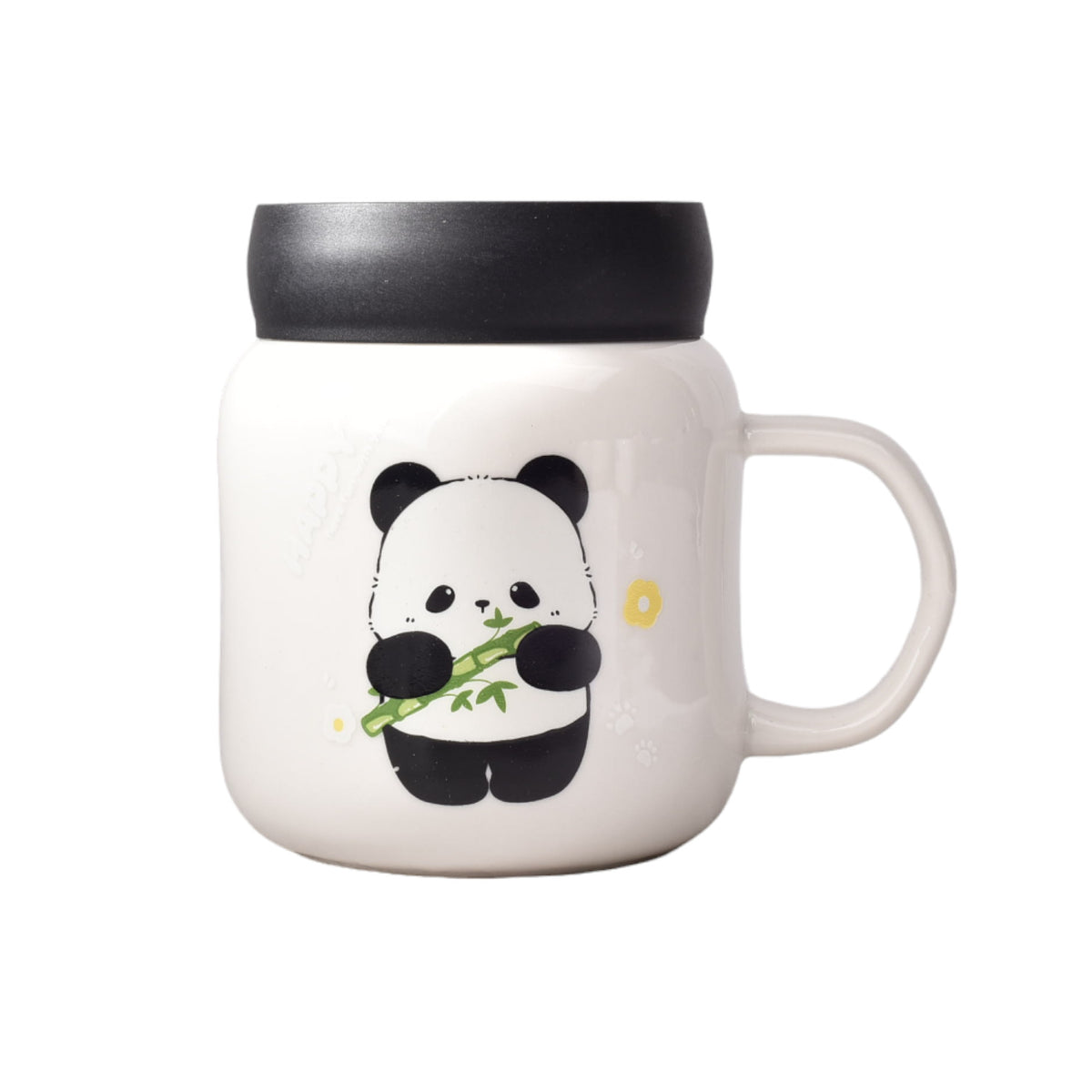 mug pocillo ceramica de oso panda grande tapa plastica