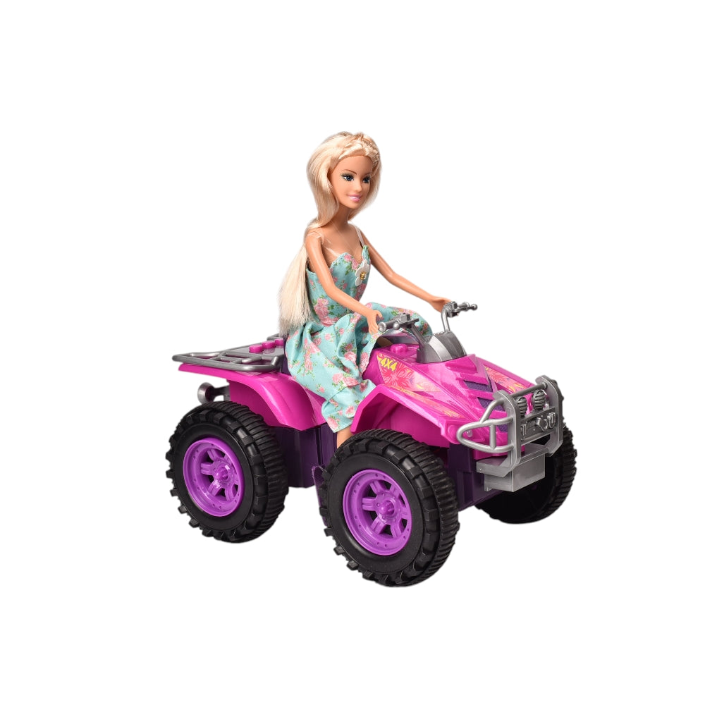 carro a control remoto con muñeca dim: 17 x 27.5x 31 cm