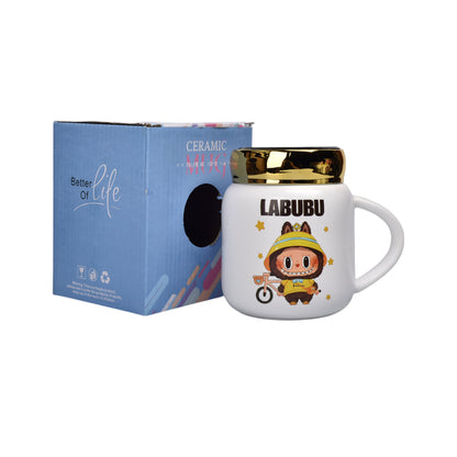 MUG POCILLO CERAMICA PERSONAJE CON TAPA ESPEJO DE 420ML