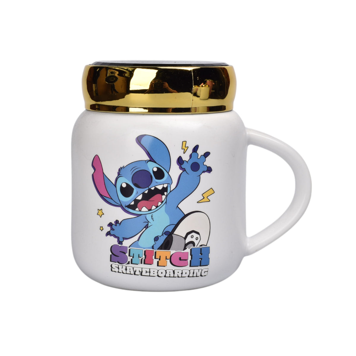 mug pocillo ceramica personaje con tapa espejo 420ml