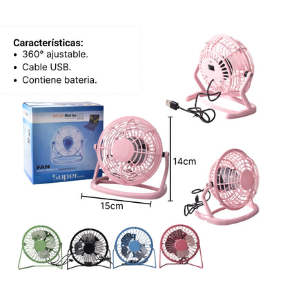 VENTILADOR RECARGABLE CON USB DIM:14X14X7