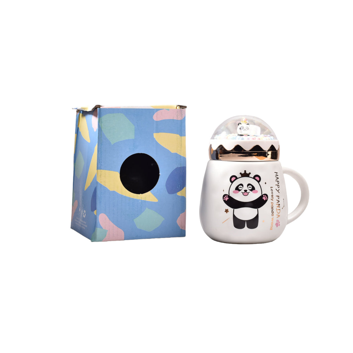 mug pocillo ceramica de panda con tapa