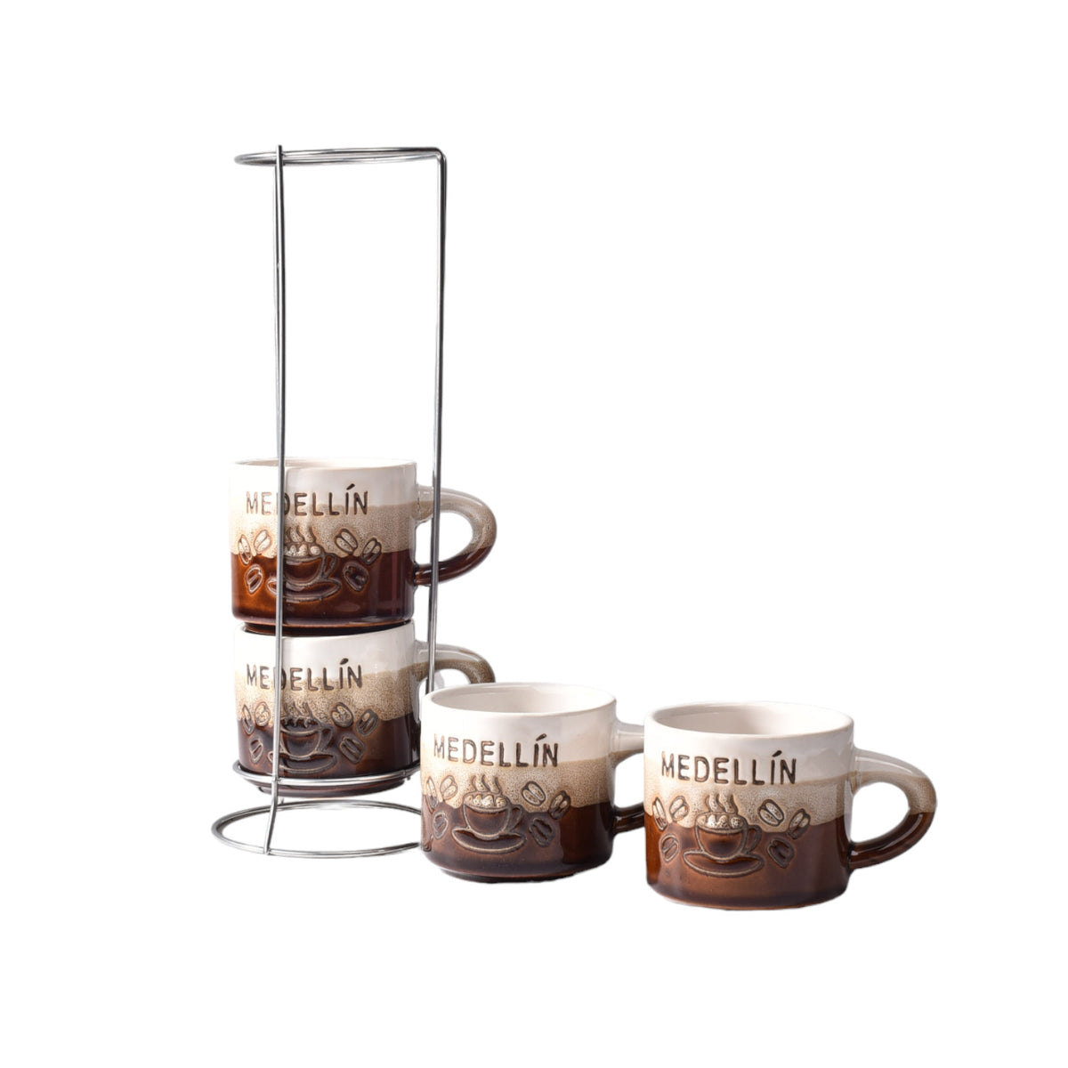 set 4pcs pocillos con base ceramica mediano