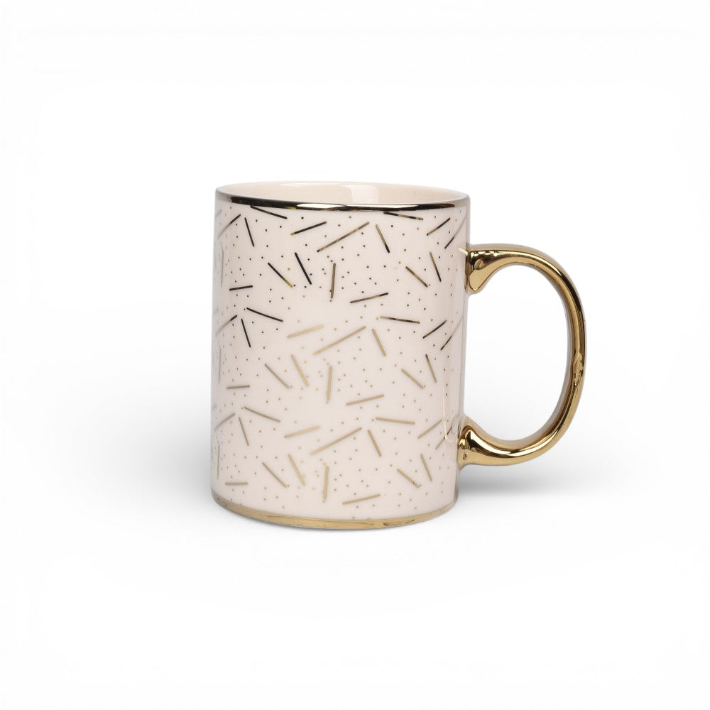 mug pocillo ceramica oreja dorada diseño dim:8x8x9