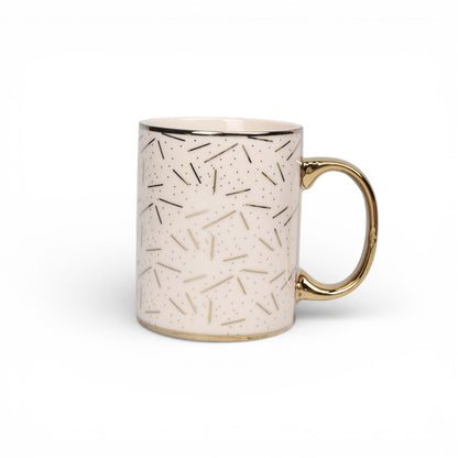 MUG POCILLO CERAMICA OREJA DORADA DISEÑO DIM:8X8X9