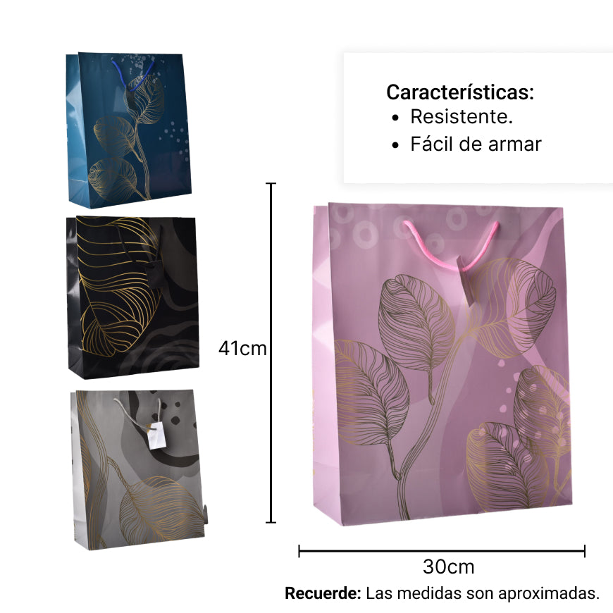 bolsa regalo papel varios colores dim: 30x41x11