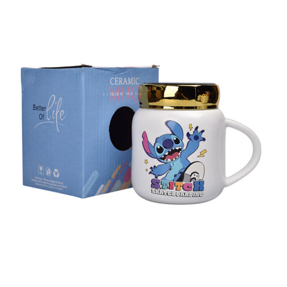 MUG POCILLO CERAMICA PERSONAJE CON TAPA ESPEJO 420ML