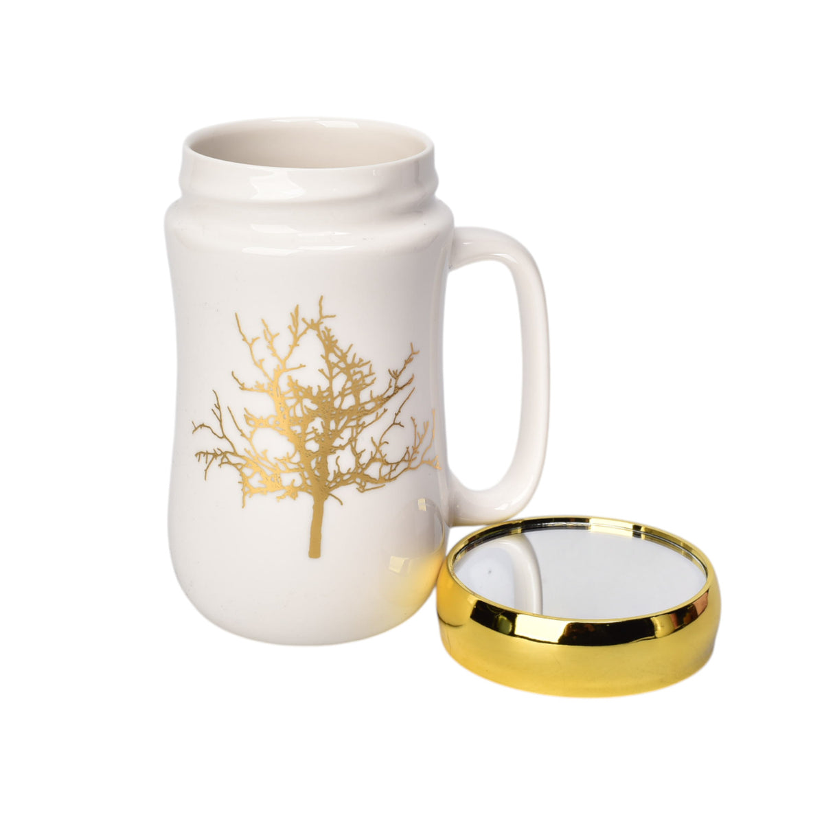 mug pocillo ceramica con tapa espejo 380ml dim:14x7