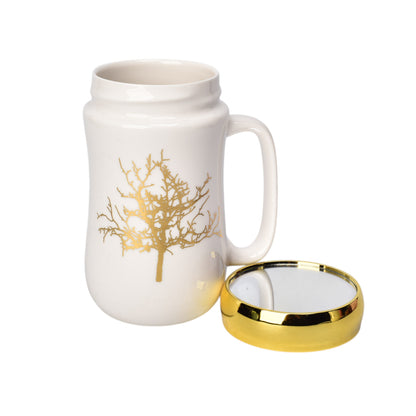 MUG POCILLO CERAMICA CON TAPA ESPEJO 380ML DIM:14X7