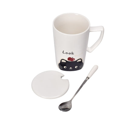 MUG POCILLO CERAMICA CON TAPA 360ML DIM:11X8X8