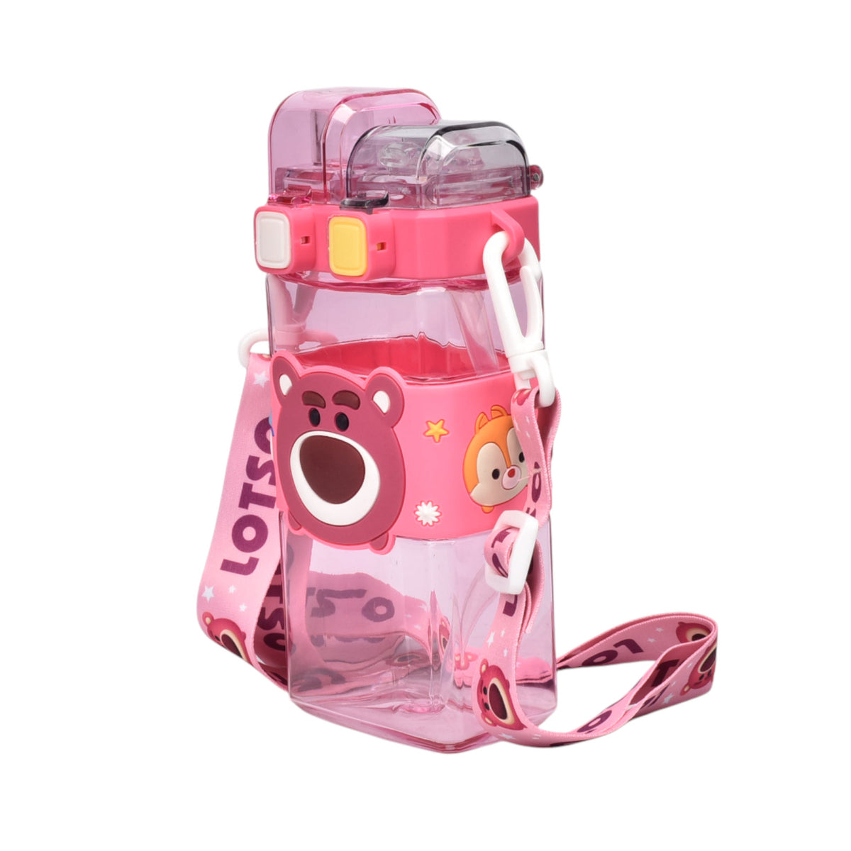 botella de agua 520ml personaje plastico fucsia dim:19x8
