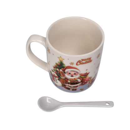 SET POCILLO NAVIDAD CON CUCHARA CERAMICA 210ML DIM7X7X8