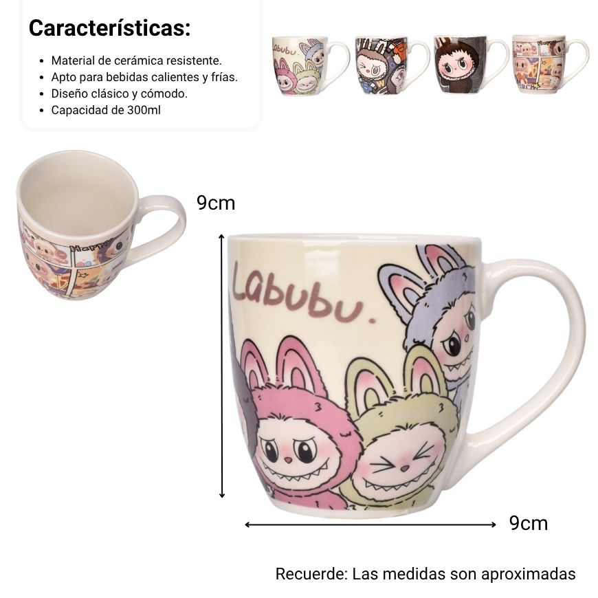 mug pocillo ceramica personaje labubu 300ml dim:9x9x10