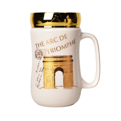 MUG POCILLO CERAMICA CON TAPA DIFERENTES DISEÑOS 440ML DIM:8