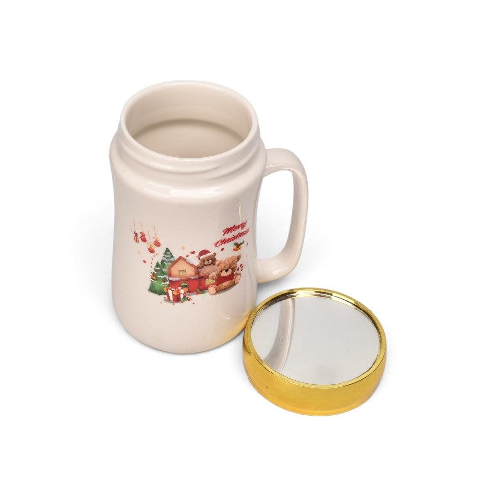 mug  pocillo ceramica tapa espejo 400ml