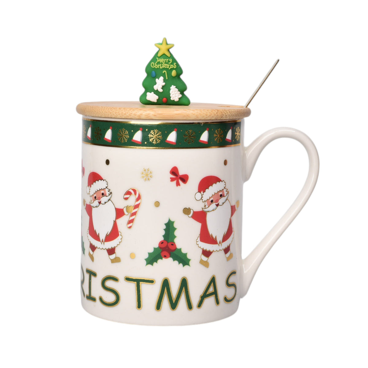 mug pocillo ceramica con cuchara navidad 380ml dim:8x8x9
