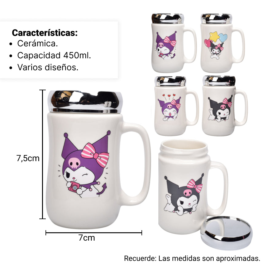 pocillo ceramica kuromi personaje 450ml dim:7x14