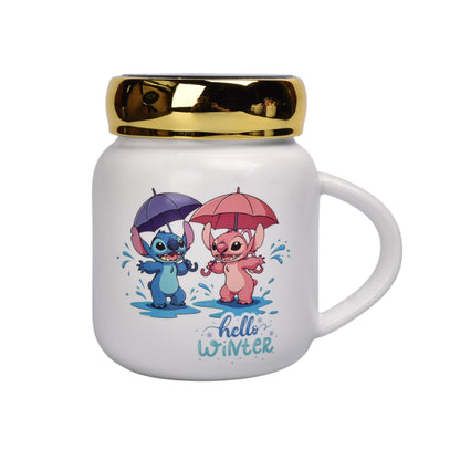 MUG POCILLO CERAMICA PERSONAJE TAPA ESPEJO 420ML